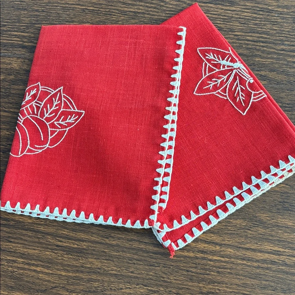 2 embroidered placemats